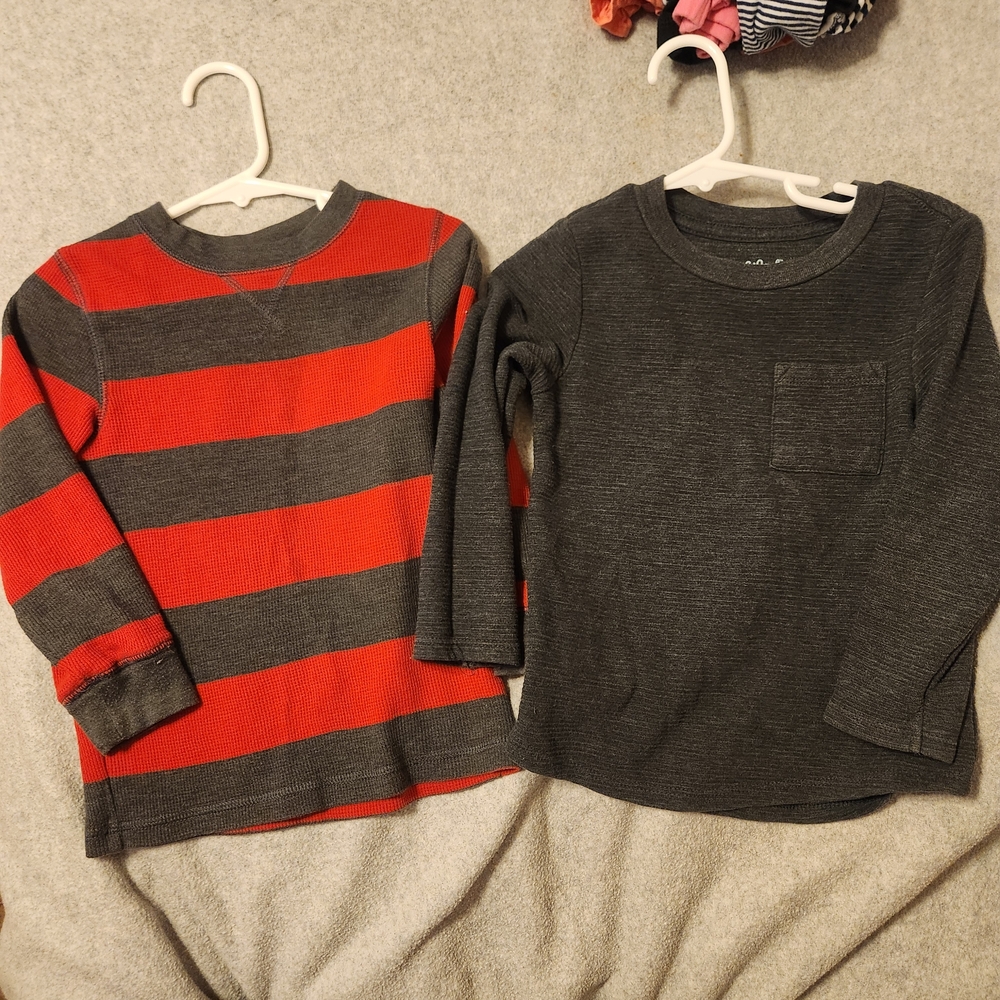 Red and Gray Striped Kids Shirt